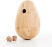 LOOBANI Bamboo Treat Dispenser Wobble Toys Enrichment Puzzle Food Dispenser Ball Toy IQ Training for Small Medium Dog