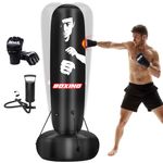 Punching Bag for Adults, 71" Punching Bag with Stand and Fixed Rope, Freestanding Heavy Boxing Bag with Gloves and Pump, Boxing Equipment for Men and Women Training MMA Muay Thai Fitness