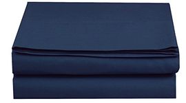 Elegant Comfort Flat Sheet Wrinkle-Free Egyptian Quality 1-Piece Flat Sheet, Twin/Twin XL Size, Navy Blue