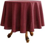 ISAENNE Red Tablecloth for Round Tables,Linen Table Cloth Solid Color Plain Simplicity,Heavy Durable Table Cover for Dining Kitchen Decor Party Banquet,Diameter 55"