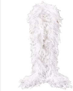 THARAHT White Silver Chandelle Turkey Feather Boa 2Yard 100g for DIY Craft Home Dancing Wedding Party Halloween Costume Decoration Feather Boa