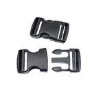 BOSWOAK Side Release Buckles Heavy Duty Plastic Buckle Clips Snaps Backpack Buckle Replacement, Black, 1.5inch(38mm)-2 Sets