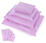 Postage Bags for Clothes, 100pcs Plastic Envelope Mailers Bags Small to Large Mixed Mailing Poly Postal Self Seal Bags Posting for Shirts, Stationary, Office Supplies - Purple