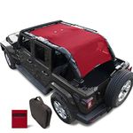 Shadeidea SunShade for Jeep Wrangler JL Unlimited 4 Door JLU Sun shade (2018-Current) Top Front+Rear+Trunk-Cherry Red Mesh Screen Cover UV Blocker with Grab Bag Storage Pouch-10 Years Lasting