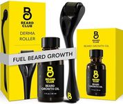 Beard Club Derma Roller & Beard Growth Oil - Microneedling Roller with 540 Titanium Coated Microneedles & Cedar, Sandalwood Beard Oil