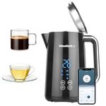Alexa Smart Kettle, 1.7L - Smart Home Voice Control - Temperature Control with Cool Touch, LED Display & Keep Warm Function - 3000w Energy Efficient & BPA Free - Black