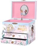 Musical Fairy Jewellery Box for Girls - Kids Music Box with Spinning Fairy and Mirror, Princess Birthday Gifts for Little Girls, Jewellery Box for Ages 3-10 - 17.1 x 13.3 x 15.2 cm