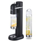 Sparkling Water Machine Soda Maker Beverage Drink Dispenser for Home, Soda Streaming Maker with BPA Free Bottles(1L+0.5L), Seltzer Fizzy Maker Compatible with Screw-in 60L CO2 (NOT Included), Black