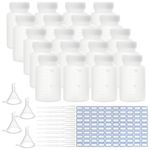 OLYCRAFT 20PCS Wide Mouth Plastic Bottles with Caps Lab Plastic Sample Bottle Graduated 100ml Reagent Bottle for Laboratory School Project