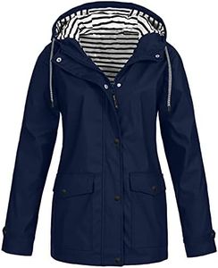 AAZJSS Jackets for Women Lightweight Windbreaker Raincoat Plus Size Waterproof Rain Coats with Hood Dark Blue 4X-Large