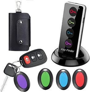 Key Finder, Wireless Remote Key Finder, Item Tracker with 4 Receivers, 1 Remote, LED and Base Support, Item Locator Tracker for Keys, Wallet, Wireless RF Remote Item, Best Gifts
