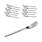 CAMRI Forks Set of 12 – Dinner Fork Stainless Steel, Heavy Duty, Silver, Mirror Polished, Cutlery Table Forks Set for Home, Kitchen & Restaurant, Dishwasher Safe 18.5 cm / 7.28 in(C4– Pack of 12)