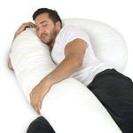 Cuddle Body Pillow for Both Men and Women, Large C-Shaped Pillow, Dark Grey Removable Cover, Washable Premium