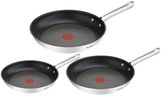 Tefal Duetto Lot de 3 poêles 20/24/28 cm, Induction, Acier inoxydable, Revêtement antiadhésif, Thermo-Spot, Cuisson saine, Saisie parfaite A704S363