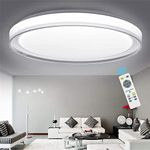 DLLT LED Modern Flush Ceiling Light Fixture-48W Flat Round Surface Mount Lighting with Remote for Bedroom, Dining Room, Living Room, Color Adjustable