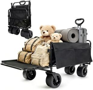 Oasis Craft Heavy-Duty Foldable Utility Cart with Adjustable Handle, All-Terrain Wheels, Open-Side for Extended Capacity, 250kg Load Capacity, 230L Large Storage Wagon – Ideal for Camping,Gardening