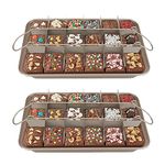 Ailelan Brownie Pan with Dividers, Brownie Pan, Non Slip Brownie Pan with Removable Cutter, Brownie Tray,18 Pre-slice Brownie Baking Tray, 2pk