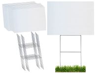 Durable Blank Corrugated White Yard Sign Kit Includes 10 of Each: Large 18x24 Signs and Strong Galvanized Steel Double H 10x24 Yard Stakes - Pack of 10 18x24 Signs with Yard Stakes