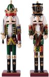 THE TWIDDLERS - 2 Wooden Christmas Nutcracker Soldiers, 30cm / 12" in Festive Colours, Premium Pine Wood, Traditional Christmas Decorations Indoor Classic Xmas Decorations Ornaments & Moving Parts