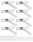 QWORK® 8 Pack Floating Shelf Bracket - 4 Inch 100mm - Heavy Duty Hidden Concealed Wall Shelf Brackets with Mounting Screws - Solid Steel