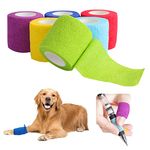 Borotu 6 Rolls Vet Wrap for Dogs, Elastic Self Adhesive Bandage Wrap, Gauze Bandage Tape Roll Used for Hands, Feet, Knees, Arms, Finger (5.0cm*4.5m)