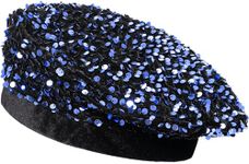 YeeHeen Women Bling Beret Hats Sparkly Sequin Glitter Beanie Hat Navy