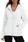 XIEERDUO Zip Up Hoodie Fleece Jacket Womens Sweatshirt Fall Outfits for Women 2024 Winter Clothes White XXL