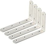 Sayayo Shelf Bracket L Brackets Wall Brackets for Wood Shelves Heavy Duty Shelf Support 125mm*75mm, Stainless Steel Brushed Finished, 4 Pcs, EJ5207-4P