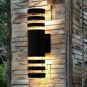 Porch Lights Outdoor Wall,LED Up&Down Outdoor Wall Light 3000K Warm White Modern Outdoor Wall Sconce Aluminum Exterior Light Fixture Wall Mount for House Garden Patio Garage