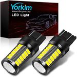 Yorkim Ultra Bright T20 7440 W21W LED Bulbs Super White Light Bulbs for Reverse Light, Back Up Light, Brake Light, 5730 Chipsets 33SMD - Pack of 2, White