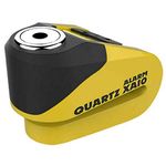 Oxford Motorcycle Disc Lock with Alarm Quartz XA10 Motorbike 10mm pin Motorbike Scooter Brake Disc Lock Anti Theft Bike Security - Yellow/Black