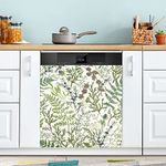 Dishwasher Magnet Cover Floral Green Magnetic Decorative Dish Washer Covers for The Front Refrigerator Door Covers