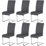 Yaheetech 6pcs Modern Dining Chairs w/Chrome Legs Leather High Back Kitchen Dining Room Home Furniture Gray