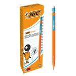 BIC Matic HB Mechanical Pencils and Eraser, Assorted Barrel Colours with Fine Point (0.9 mm), Pack of 12, Yellow,Orange,White,Pink