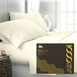 Mayfair Linen 100% Egyptian Cotton King Size Sheet Set - 1000 Thread Count Sateen Weave - 4 Pc Set - Ultra Luxury Bed Sheets - Extra Deep Pocket - Easy Snug Fit - Premium Soft & Thick Cotton - Ivory