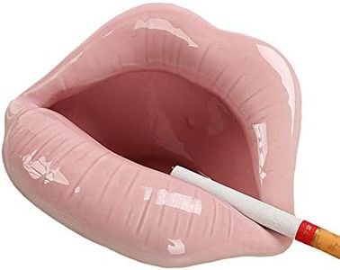 Wang-Data Creative Ceramic Cigarette Ashtrays with Lips Style Fashion Home Decorations（Pink）