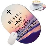 Gaming Mouse Pad with Coasters Set, Christian Quotes Bible Verse Psalm 46-10 Design Mouse Pad Non-Slip Rubber Mousepad Office Accessories Desk Decor Mouse Pads for Computers Laptop