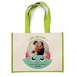 Personalised With Any Image/Text Love You Mom from Your Little Monster Mother’s Day Gift for Godmother, Mummy, Nanny, Grandma, Shopping Bag, Canvas Jute Bag. (Apple Green)