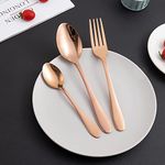 HOKIPO Rose Gold Cutlery Set of 18 Pcs Stainless Steel Flatware Set, Mirror Finish with Gift Box (AR-4745-RGLD)