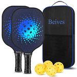 Pickleball Paddles, Graphite Pickleball Paddles Set of 2 Rackets, Pickleball Set with 4 Pickleball Racquets, 4 Pickleball Balls, 1 Pickleball Bag, Pickle Ball Paddle Set ​for Men Women