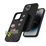 Pinit Personalized DIY Case for iPhone 14 Pro Max with 6 Pins/Charms in This Bundle, Heat-Dissipation, [Military-Grade Protection], Special Patterns & Stylish Cell Phone Cases - Black, 7 in 1