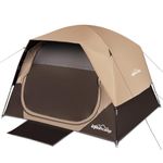 LOYEAHCAMP 4 Person Blackout Camping Tent, Easy Setup Waterproof Family Dome Tent for Camping with Rainfly, Portable Double Layer Family Tent with Large Mesh Windows, Khaki