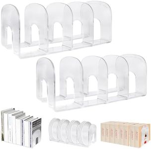 Marte Vanci Clear Acrylic File Sorter, Thickened Desk File Organiser Shelf Book Holder Purse Handbag Divider File Folder Rack for Letter Cookbooks Home Office Kitchen Supplies 4 Sections (2 Pcs)