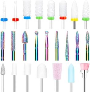 Modelones 24 Pcs Nail Drill Bit Set, 3/32” Ceramic Diamond Carbide Nail Drill Bits, Acrylic Gel Nail Bit Kit, Cuticle Remover Bits for Acrylic Gel Dip Powder Nail Manicure Pedicure