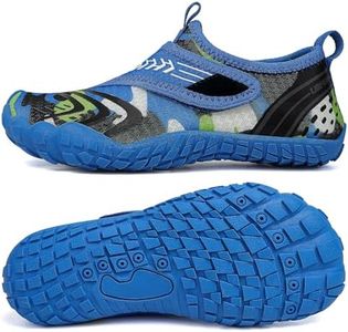 UBFEN Kids Water Shoes Aqua Socks for Boys Girls Barefoot Beach Pool Sports Quick Dry Toddlers Little Big Kid Non-Slip Lightweight Swim Shoes F Blue 11 Little Kid