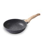 Motase Nonstick Frying Pan Skillet, Granite Coating Omelette Pan, 100% PFOA Free Cookware Pan, Healthy Nonstick Stone Frying Chef's Pan Skillet, 8 Inch