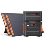 Jackery Solar Generator Kit 2000, Explorer 1000 Plus Portable Power Station + 1xExpandable Battery + 2xSolarSaga 100W Solar Panels, 2528Wh LiFePO4 Battery 3000W Output for RV, Camping, Emergencies