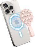 Silicone Suction Phone Case, T Tersely Magnetic Suction Cup Phone Mount, Sticky Phone Suction Grip for Selfies and Videos, Hands-Free Mirror Shower Phone Stand Holder for iPhone,Pink