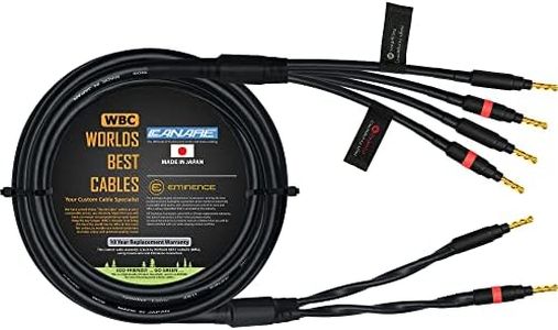 WORLDS BEST CABLES 8 Foot - Canare 4S11 – Audiophile Grade - HiFi Star-Quad Bi-Wire Single Speaker Cable for Center Channel with Eminence Gold Banana Connectors