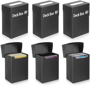 LALATOK 6 Piezas Caja de Barajas para Cartas Negras,Caja de Cartas,Deck Box Negro,Caja de Cartas Coleccionables para 80+ Cartas,Caja de Cartas Compatible con MTG TCG(Negro)